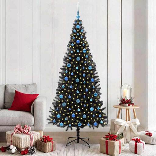 Brad de Crăciun cu 300 LED cu suport Negru 210 cm PVC - WALTI WALTI