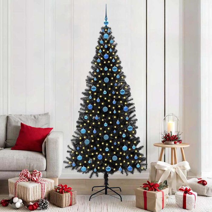 Brad de Crăciun cu 300 LED cu suport Negru 210 cm PVC - WALTI WALTI
