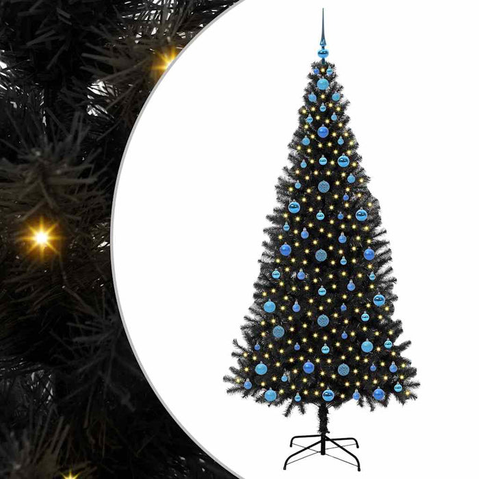 Brad de Crăciun cu 300 LED cu suport Negru 210 cm PVC - WALTI WALTI