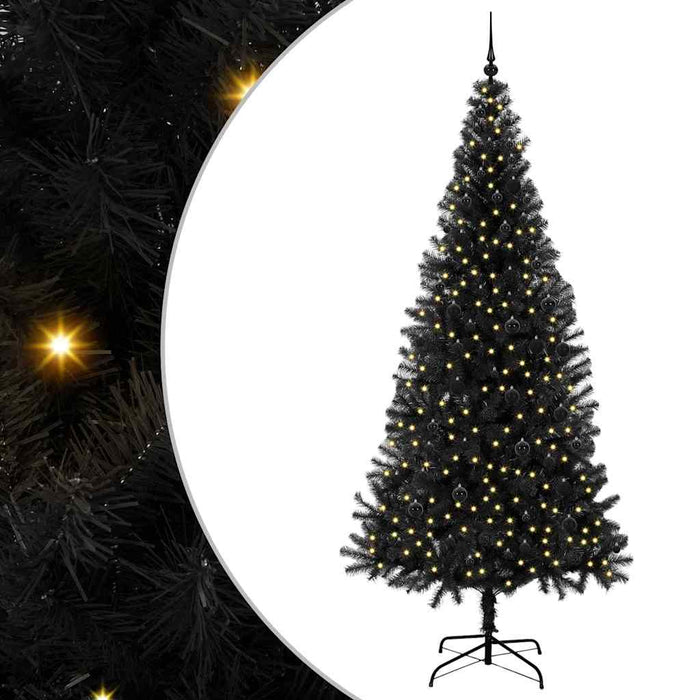Brad de Crăciun cu 300 LED cu suport Negru 240 cm PVC - WALTI WALTI