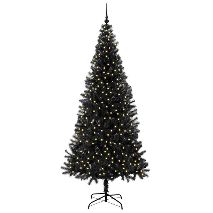 Brad de Crăciun cu 300 LED cu suport Negru 240 cm PVC - WALTI WALTI