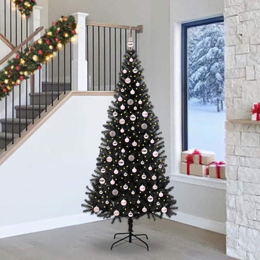 Brad de Crăciun cu 300 LED cu suport Negru 240 cm PVC - WALTI WALTI