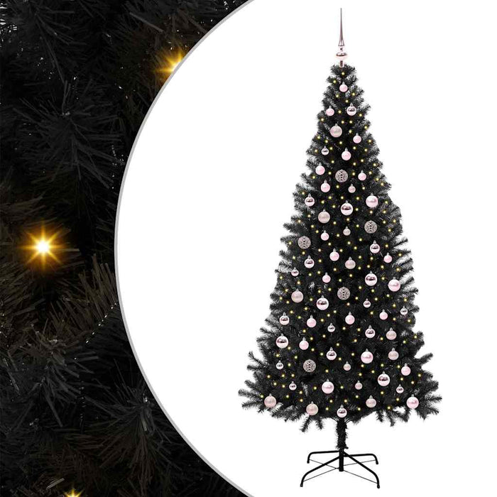 Brad de Crăciun cu 300 LED cu suport Negru 240 cm PVC - WALTI WALTI