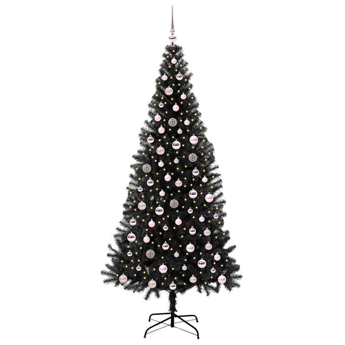 Brad de Crăciun cu 300 LED cu suport Negru 240 cm PVC - WALTI WALTI