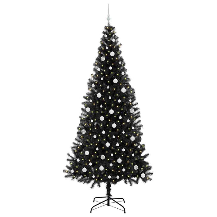 Brad de Crăciun cu 300 LED cu suport Negru 240 cm PVC - WALTI WALTI