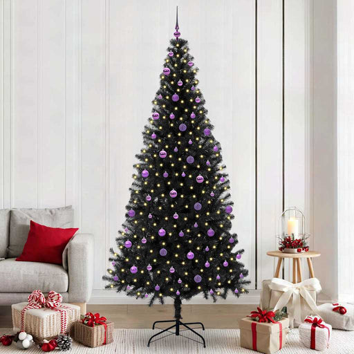 Brad de Crăciun cu 300 LED cu suport Negru 240 cm PVC - WALTI WALTI
