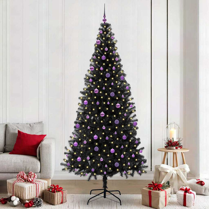 Brad de Crăciun cu 300 LED cu suport Negru 240 cm PVC - WALTI WALTI