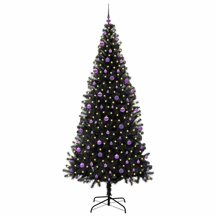 Brad de Crăciun cu 300 LED cu suport Negru 240 cm PVC - WALTI WALTI