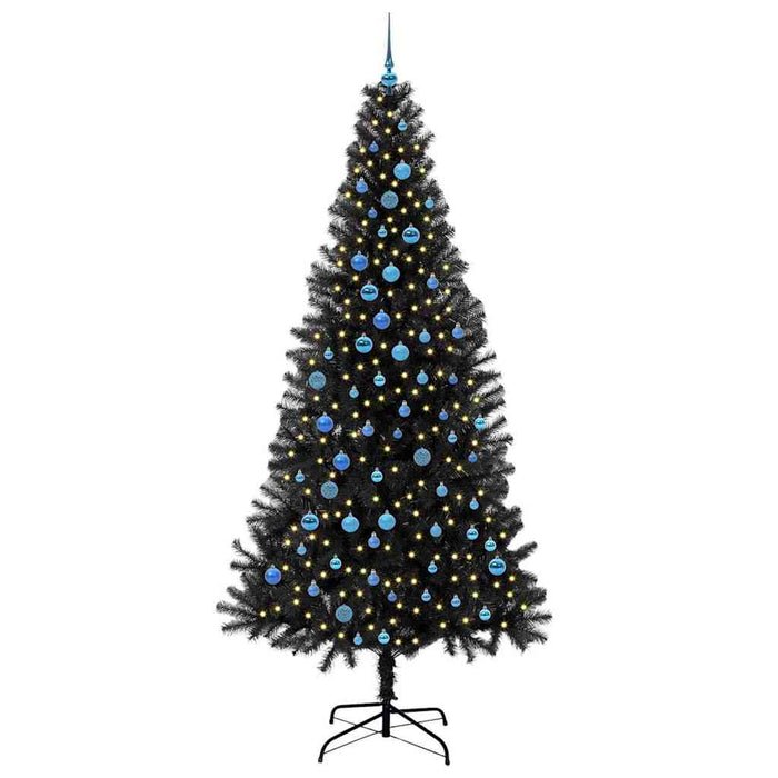 Brad de Crăciun cu 300 LED cu suport Negru 240 cm PVC - WALTI WALTI