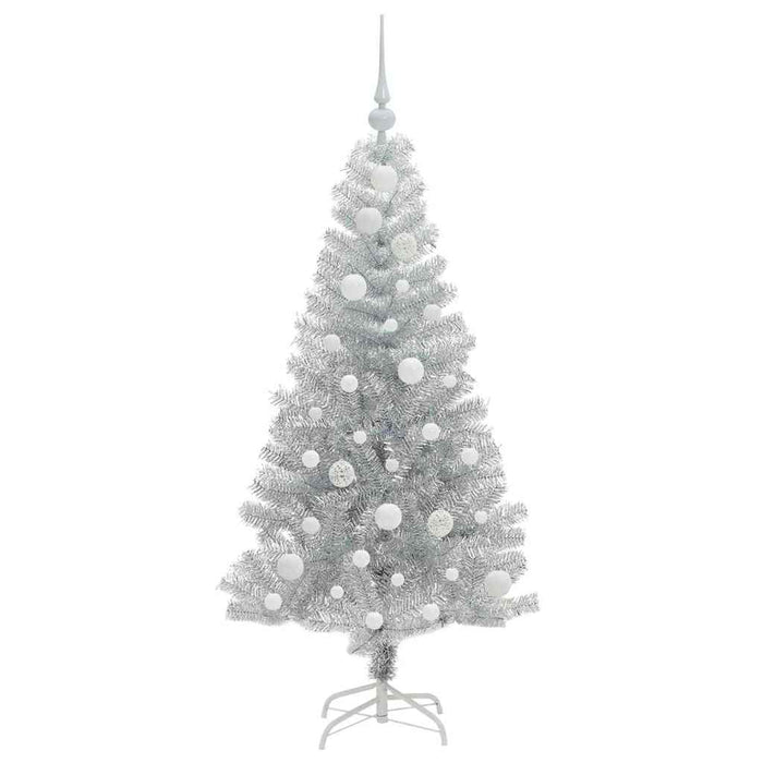 Brad de Crăciun cu 150 LED cu suport Argintiu 120 cm PET - WALTI WALTI