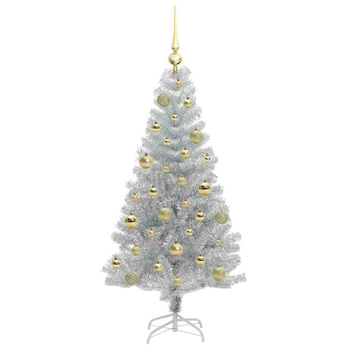 Brad de Crăciun cu 150 LED cu suport Argintiu 120 cm PET - WALTI WALTI