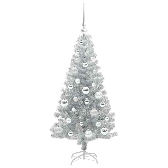 Brad de Crăciun cu 150 LED cu suport Argintiu 120 cm PET - WALTI WALTI