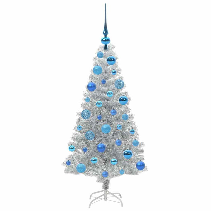 Brad de Crăciun cu 150 LED cu suport Argintiu 120 cm PET - WALTI WALTI