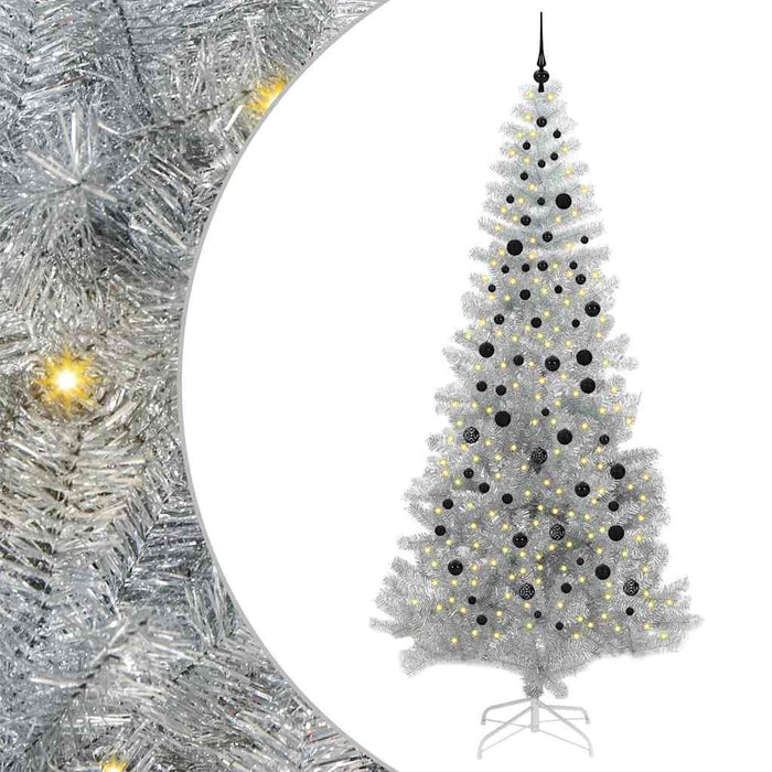 Brad de Crăciun cu 300 LED cu suport Argintiu 240 cm PET - WALTI WALTI