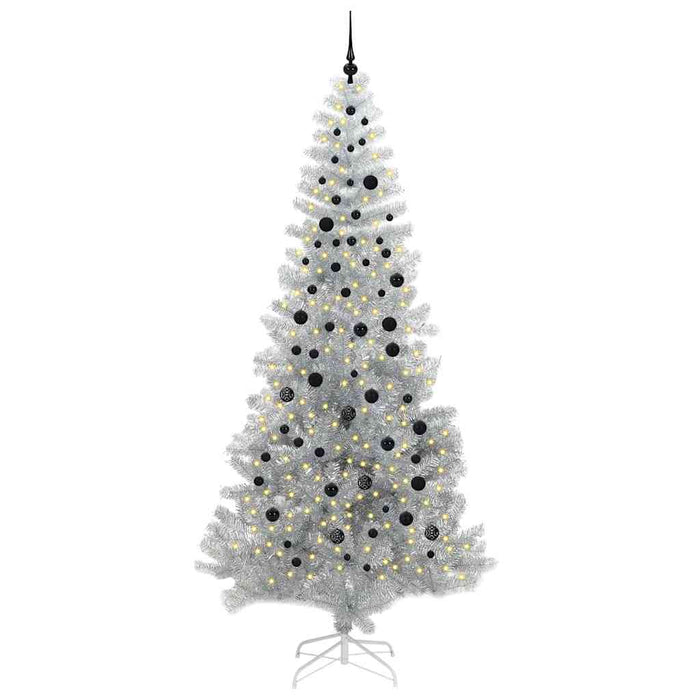 Brad de Crăciun cu 300 LED cu suport Argintiu 240 cm PET - WALTI WALTI