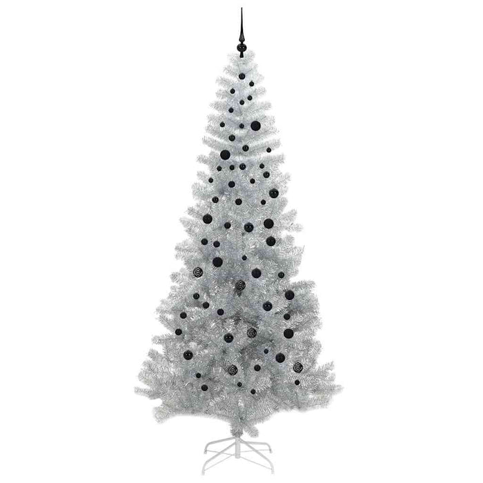 Brad de Crăciun cu 300 LED cu suport Argintiu 240 cm PET - WALTI WALTI
