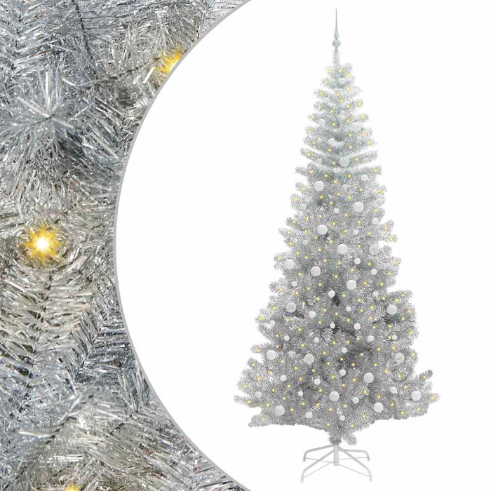 Brad de Crăciun cu 300 LED cu suport Argintiu 240 cm PET - WALTI WALTI
