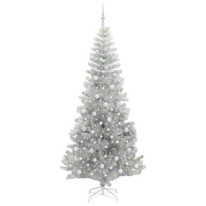Brad de Crăciun cu 300 LED cu suport Argintiu 240 cm PET - WALTI WALTI