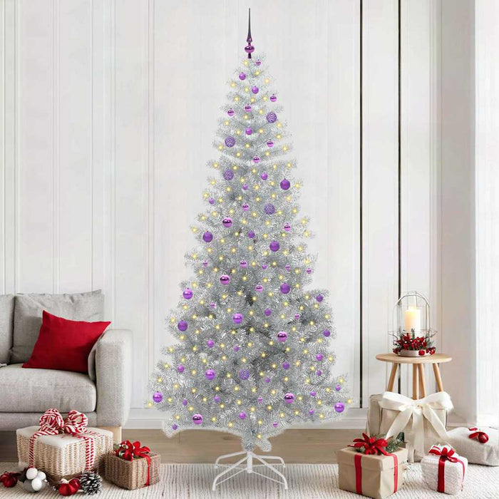 Brad de Crăciun cu 300 LED cu suport Argintiu 240 cm PET - WALTI WALTI