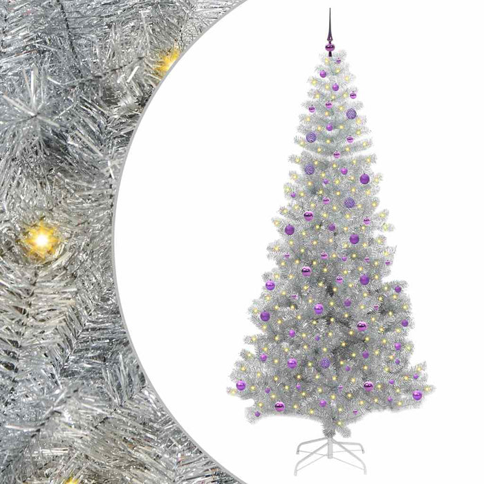 Brad de Crăciun cu 300 LED cu suport Argintiu 240 cm PET - WALTI WALTI