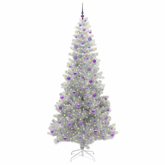 Brad de Crăciun cu 300 LED cu suport Argintiu 240 cm PET - WALTI WALTI