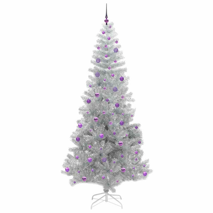 Brad de Crăciun cu 300 LED cu suport Argintiu 240 cm PET - WALTI WALTI