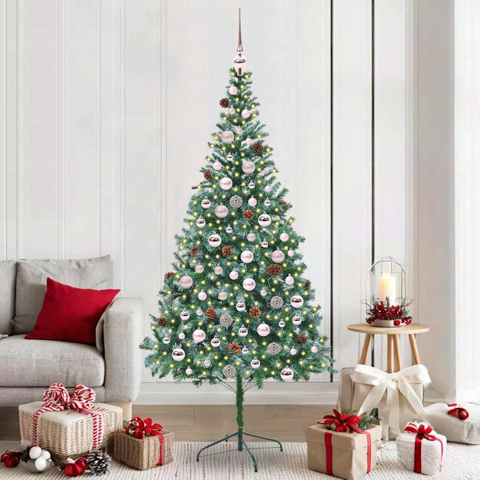 Brad de Crăciun artificial cu 300 LED Verde 210 cm PVC și Oțel - WALTI WALTI