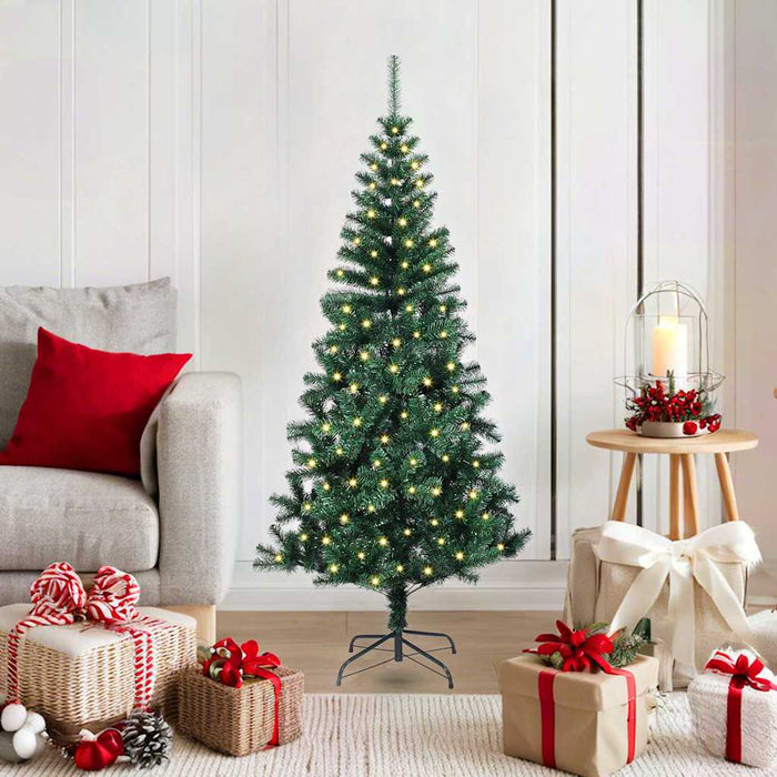 Pom de Crăciun artificial pre-iluminat cu 150 LED Verde 120 cm - WALTI WALTI