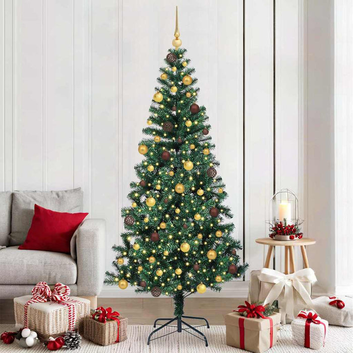 Pom de Crăciun artificial pre-iluminat cu 300 LED Verde 210 cm WALTI