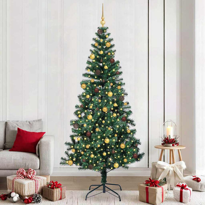 Pom de Crăciun artificial pre-iluminat cu 300 LED Verde 240 cm WALTI