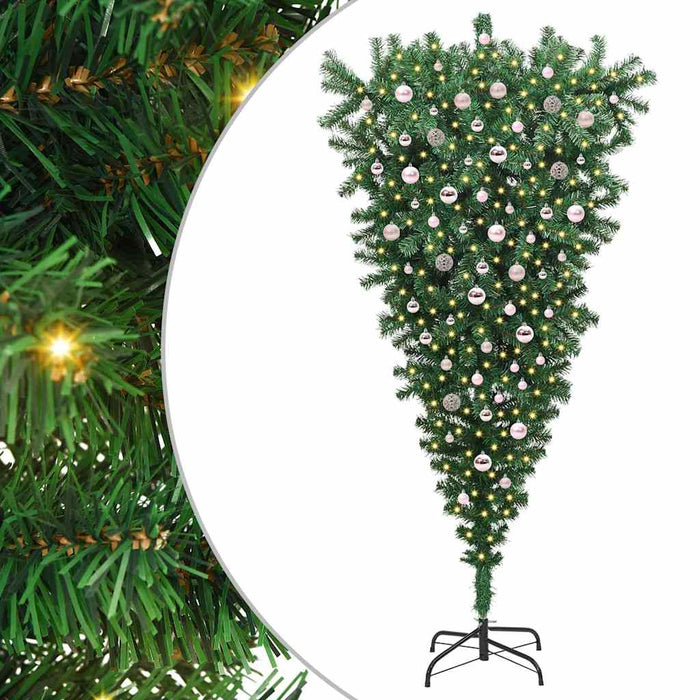 Brad de Crăciun artificial pre-luminat cu globuri, cu design inversat WALTI