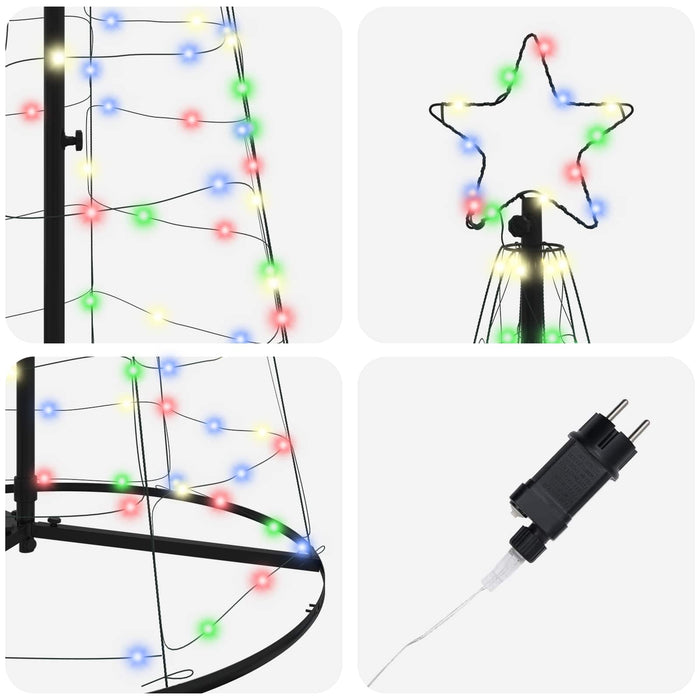 Brad de Crăciun LED EKENAS 250 cm 390 LED-uri Multicolor Oțel WALTI
