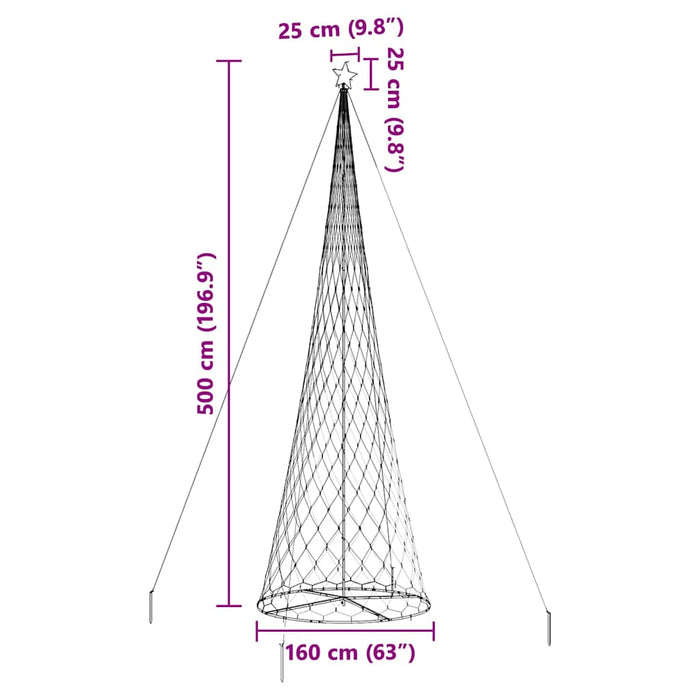 Brad de Crăciun LED cu 555 LED cu suport Alb cald 500 cm Metal - WALTI WALTI