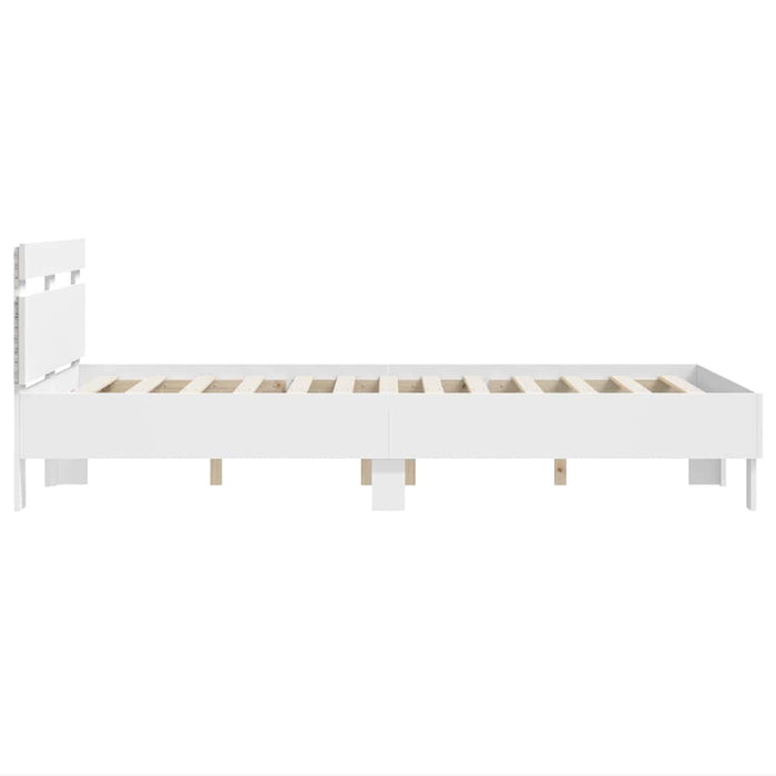 Cadru de pat cu led cu headboard Alb 137 x 190 cm Lemn compozit - WALTI WALTI