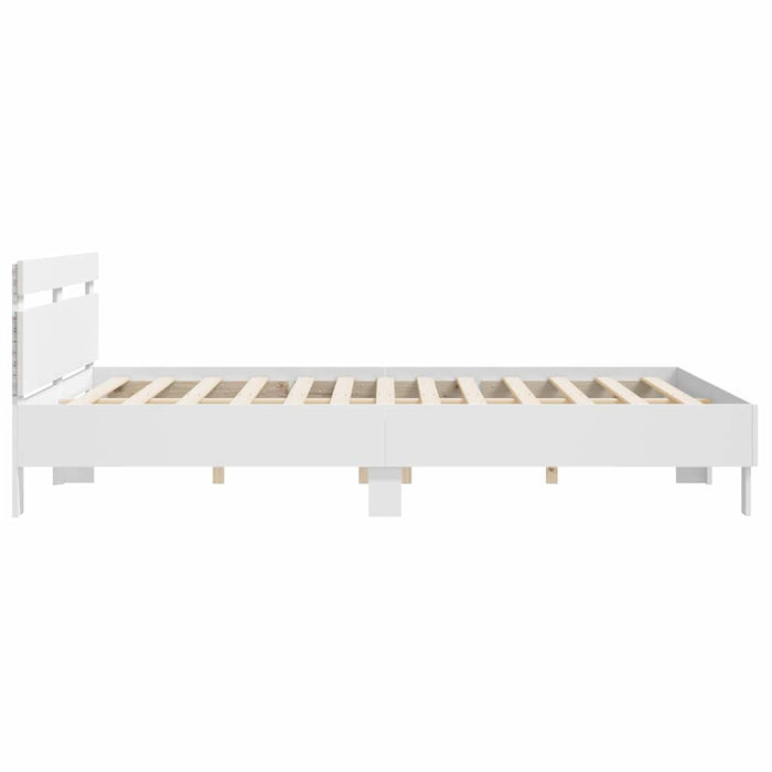 Cadru de pat cu led cu headboard Alb 193 x 203 cm Lemn compozit - WALTI WALTI