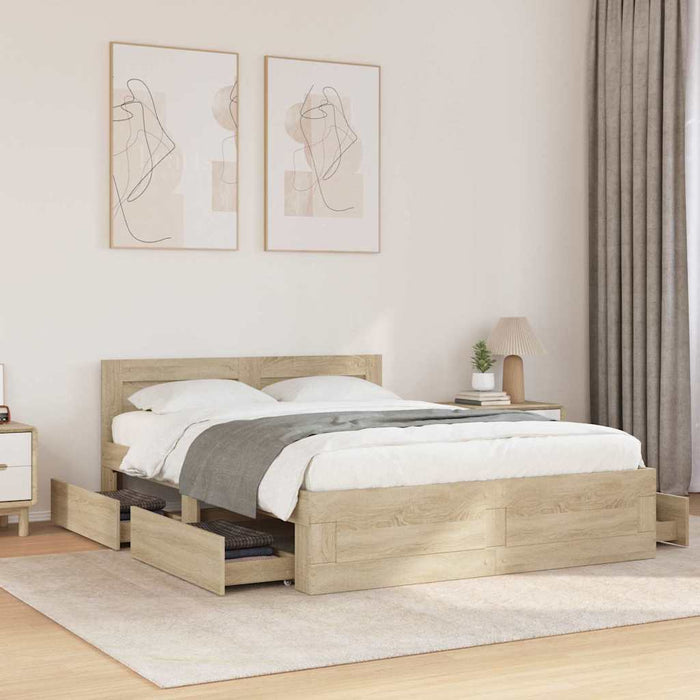 Cadru de pat cu sertar 2 pcs Sonoma 137 x 188 cm Lemn compozit - WALTI WALTI