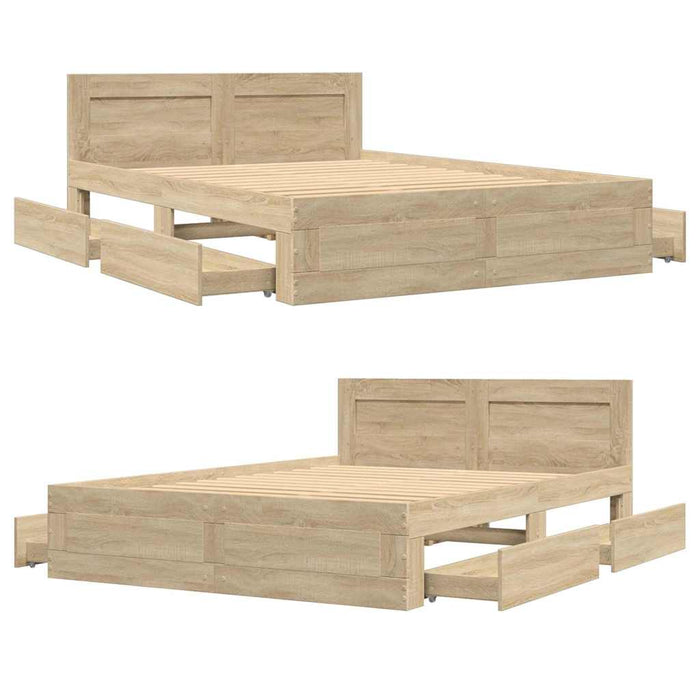 Cadru de pat cu sertar 2 pcs Sonoma 137 x 188 cm Lemn compozit - WALTI WALTI
