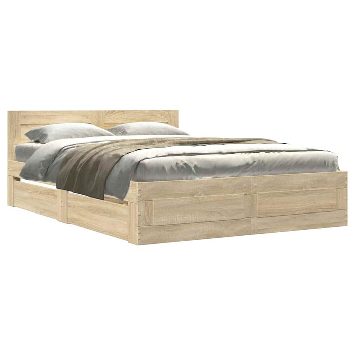 Cadru de pat cu sertar 2 pcs Sonoma 137 x 188 cm Lemn compozit - WALTI WALTI