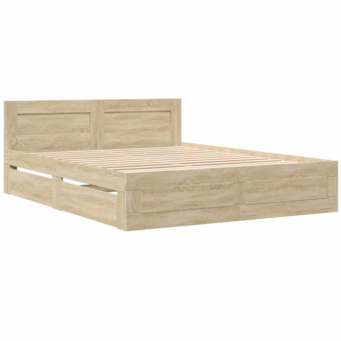 Cadru de pat cu sertar 2 pcs Sonoma 153 x 203 cm Lemn compozit - WALTI WALTI