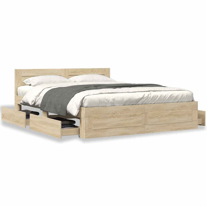 Cadru de pat cu sertar 2 pcs Sonoma 153 x 203 cm Lemn compozit - WALTI WALTI