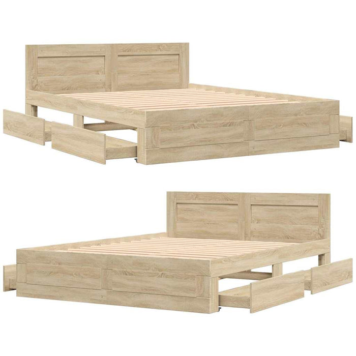 Cadru de pat cu sertar 2 pcs Sonoma 153 x 203 cm Lemn compozit - WALTI WALTI