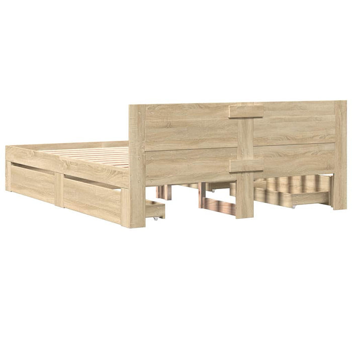 Cadru de pat cu sertar 2 pcs Sonoma 153 x 203 cm Lemn compozit - WALTI WALTI