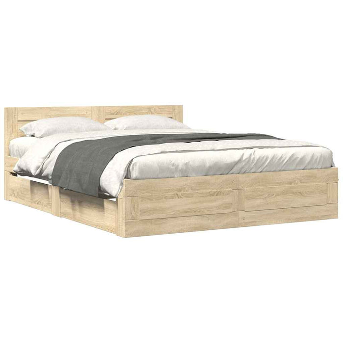 Cadru de pat cu sertar 2 pcs Sonoma 153 x 203 cm Lemn compozit - WALTI WALTI