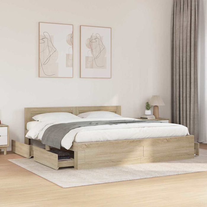 Cadru de pat cu sertar 2 pcs Sonoma 193 x 203 cm Lemn compozit - WALTI WALTI