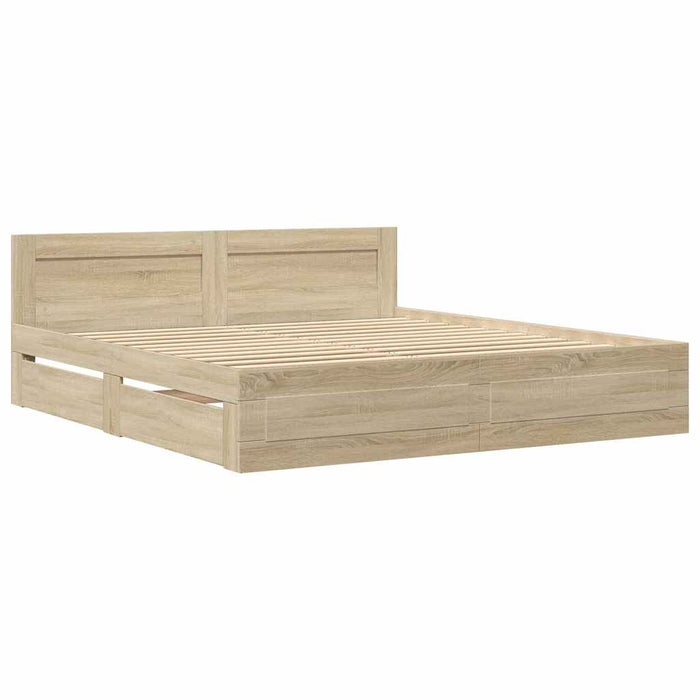 Cadru de pat cu sertar 2 pcs Sonoma 193 x 203 cm Lemn compozit - WALTI WALTI