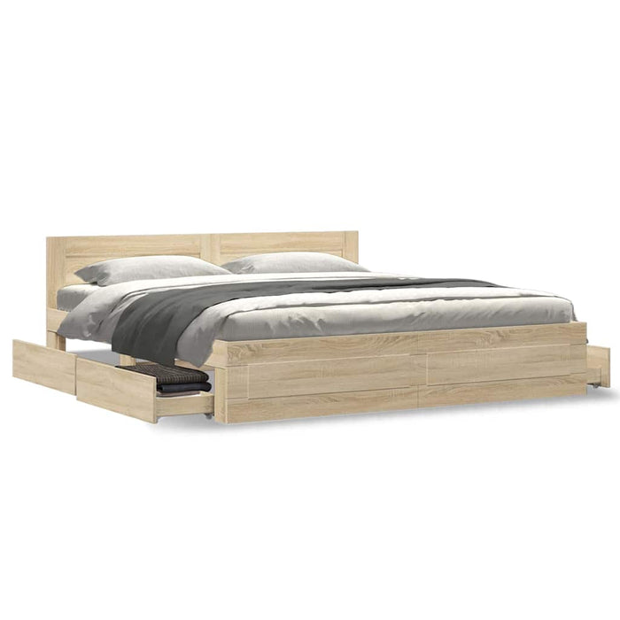 Cadru de pat cu sertar 2 pcs Sonoma 193 x 203 cm Lemn compozit - WALTI WALTI