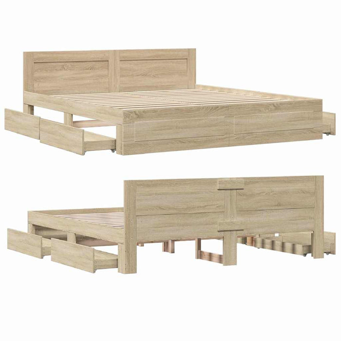 Cadru de pat cu sertar 2 pcs Sonoma 193 x 203 cm Lemn compozit - WALTI WALTI