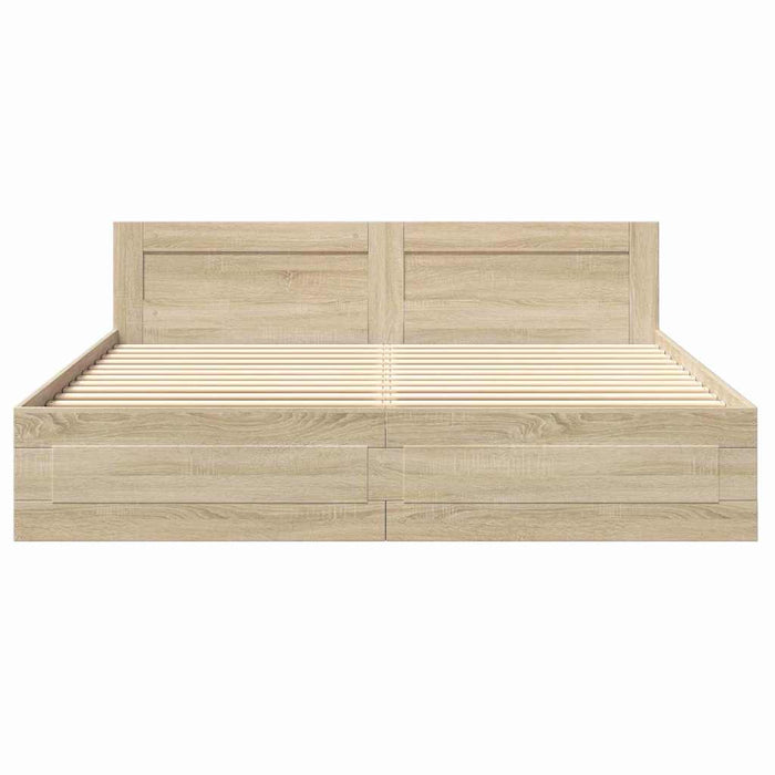 Cadru de pat cu sertar 2 pcs Sonoma 193 x 203 cm Lemn compozit - WALTI WALTI