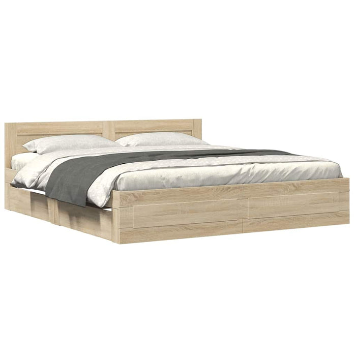 Cadru de pat cu sertar 2 pcs Sonoma 193 x 203 cm Lemn compozit - WALTI WALTI