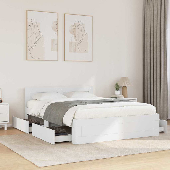 Cadru de pat cu headboard 2 pcs Alb 137 x 188 cm Lemn compozit - WALTI WALTI